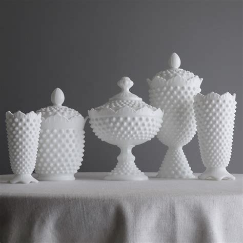 Vintage Hobnail Milk Glass Footed Candy Dish By Fenton White Etsy