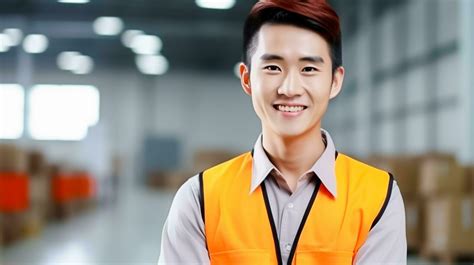 Ai Generated Photo Of Young Asian Engineer Man Handsome Smiling In