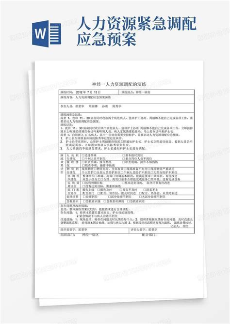 人力资源紧急调配应急预案word模板下载编号lenjgaor熊猫办公