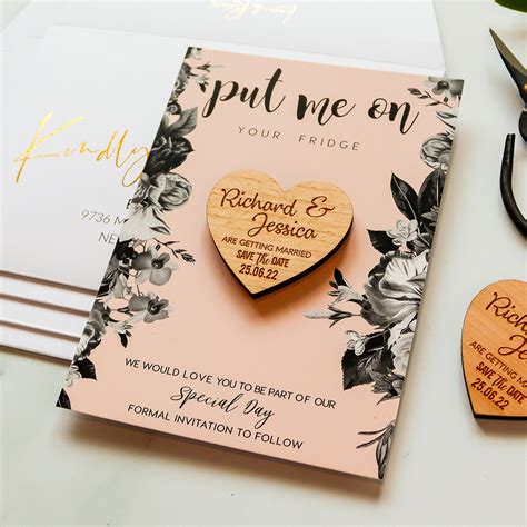 Save The Date Magnet Cards Rustic Wedding Wood Heart With Etsy Uk