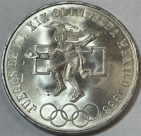 Mexico Olympic Games Silver Commemorative Pesos Brilliant