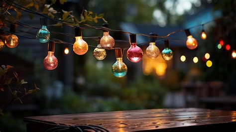 Premium AI Image | Party string lights hanging in the backyard