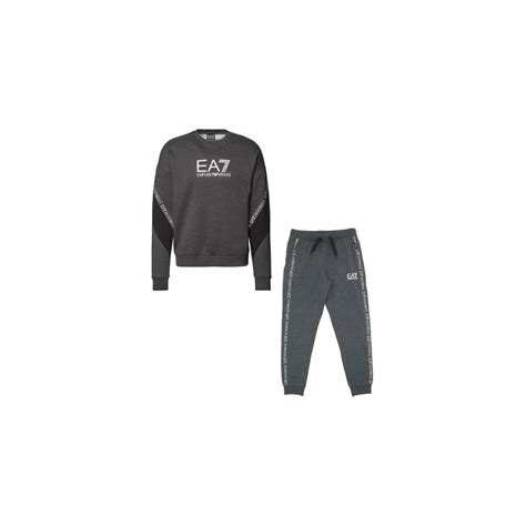 Emporio Armani Ea7 Cotton Overhead Rubberised Logo Grey Tracksuit Clothing From N22 Menswear Uk