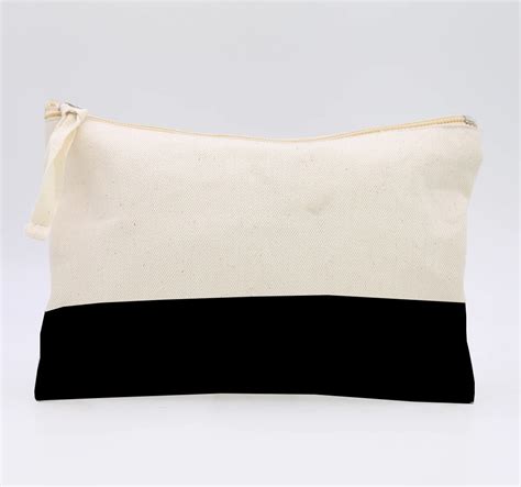 Oivefeetlg1104plain Black And White Mixed Cotton Canvas Makeup Bag