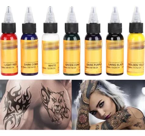 Kit Tintas Profesional Para Tatuar Tatuajes 30ml 7 Colores Meses Sin