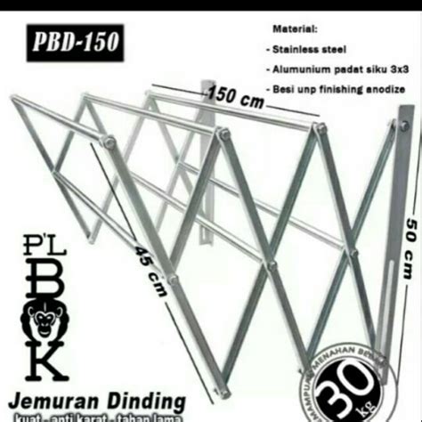 Jual Jemuran Dinding Lipat Stainless Model Double Ukuran 150cm Anti