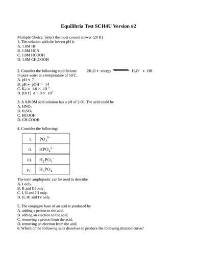 Test Equilibria Test Package Grade 12 Chemistry Tests 23 Assessments