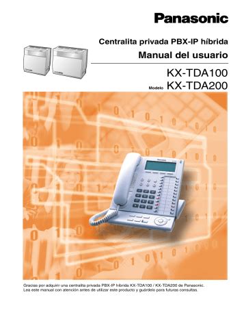 Panasonic KX TDA100 KX TDA200 Manual Del Usuario Manualzz