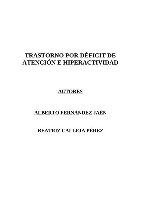 Pdf Trastorno Por DÉficit De AtenciÓn E · Pdf Fileinquietud Motriz Exagerada Para La Edad Del