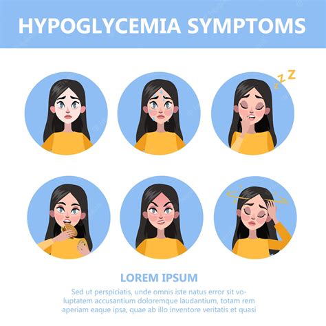 Infografía De Síntomas De Hipoglucemia Nivel Bajo De Glucosa En Sangre