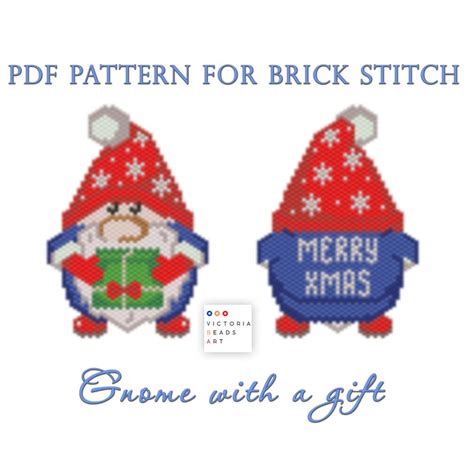Brick Stitch Pattern Gnome With A T Double Sided Christmas Beaded