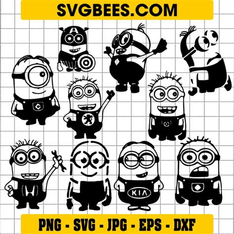 Best Cartoon Character Minion Silhouette SVG and PNG - SVGbees