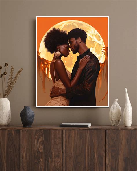 Afro Couple Art Black Love Wall Art Digital Prints Black Couple Art