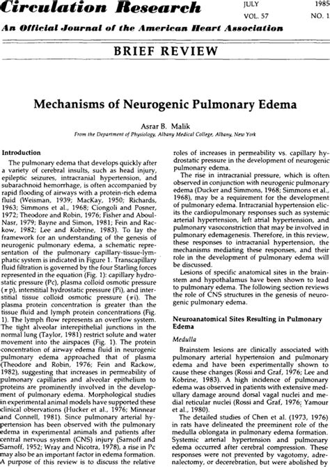 Mechanisms Of Neurogenic Pulmonary Edema Circulation Research