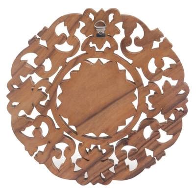 Unicef Market Hand Carved Suar Wood Lily Wall Hanging From Bali