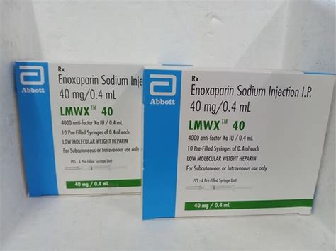 40 Mg 0 4 Ml Lmwx 40mg Injection 0 4ml Enoxaparin 40mg At Rs 401