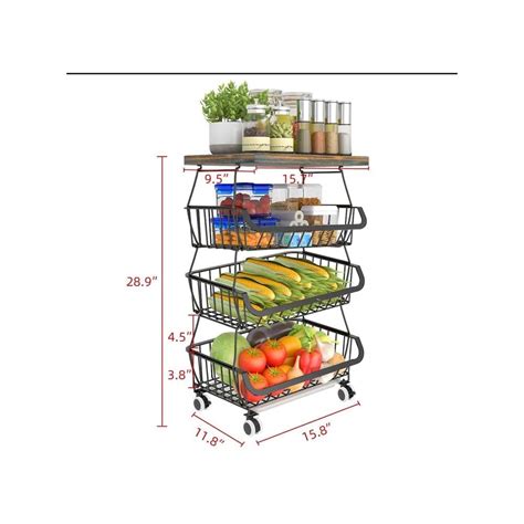 Buy Metal Baskets With Wood Top Tier Stackable Storage Baskets With