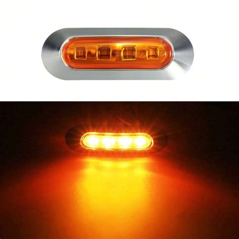 20pcs 12v 24v 4 Led Side Marker Indicator Lights Lamp Waterproof Chrome Bezel Marker Light Tail