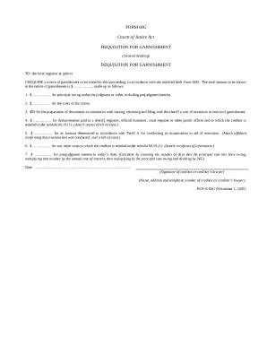 G Requisition For Garnishment Ontariocourts On Doc Template Pdffiller