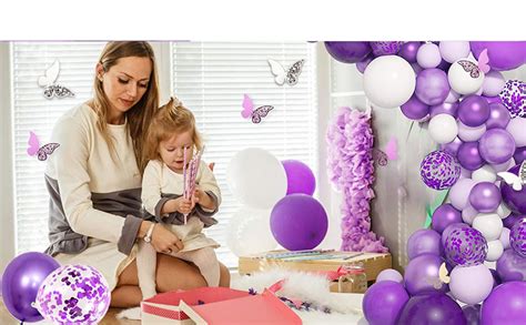 Amazon Purple Balloons Garland Arch Kit Dark And White Butterfly