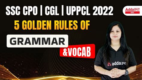 SSC CPO CGL UPPCL 2022 5 Golden Rules Of Grammar Vocab YouTube