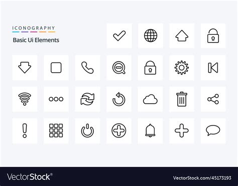 Basic Ui Elements Line Icon Pack Royalty Free Vector