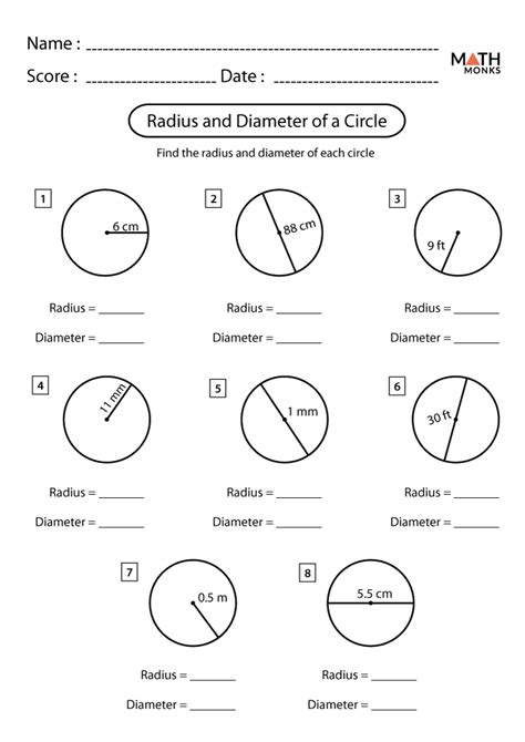 Identify Radius And Diameter Worksheet