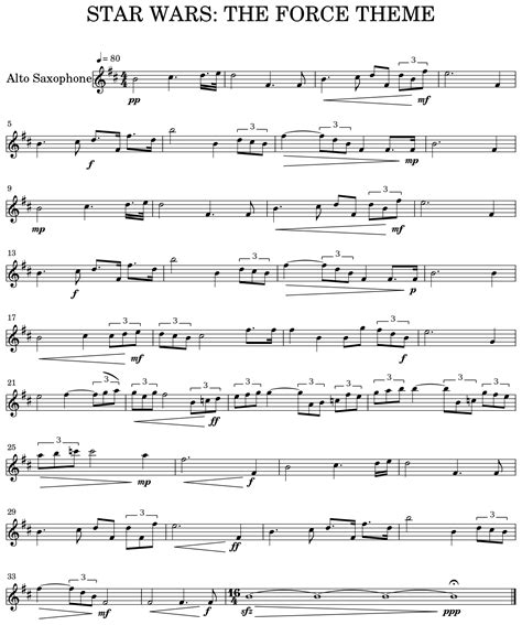 STAR WARS: THE FORCE THEME - Sheet music for Alto Saxophone