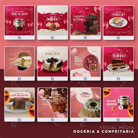 Pack 80 artes editáveis doceria e confeitaria Photoshop psd Canal