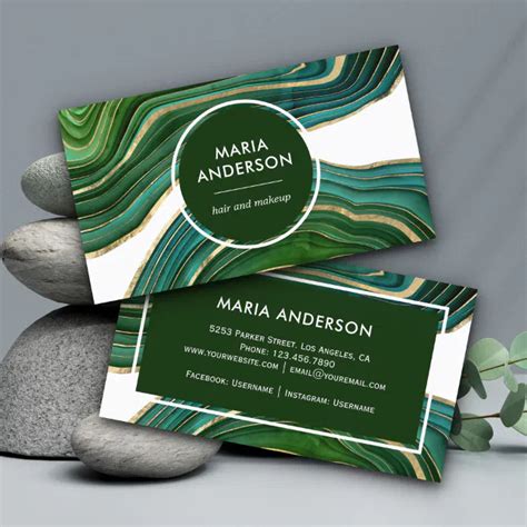 Elegant Emerald Green Gold Agate Geode Gemstone Business Card Zazzle