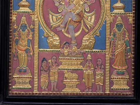 Large Urdhva Tandav Dancing Shiva Tanjore Painting Traditional