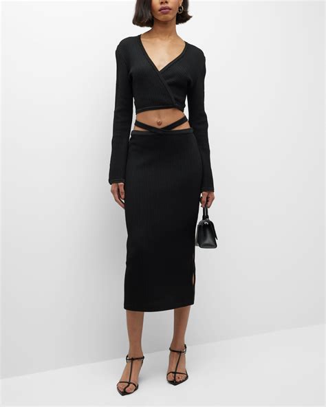 Paola Bernardi Viviane Cutout Midi Knit Skirt Neiman Marcus