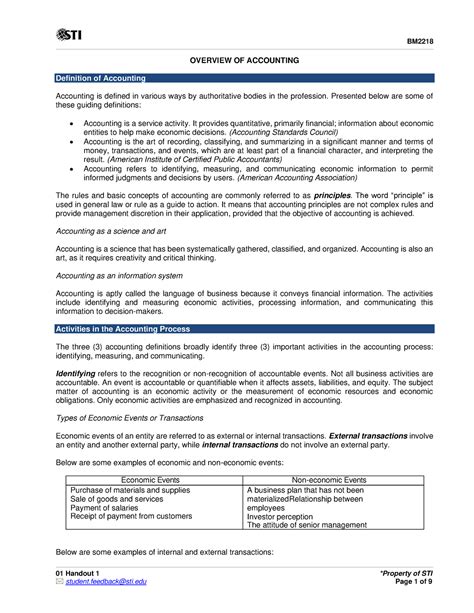 01 Handout 1 39 CFAS 01 Handout 1 Property Of STI OVERVIEW OF