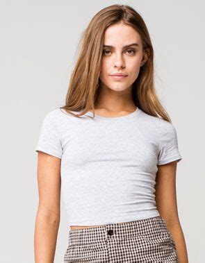 Bozzolo Crew Neck Womens Heather Grey Crop Tee Heather Grey Tillys