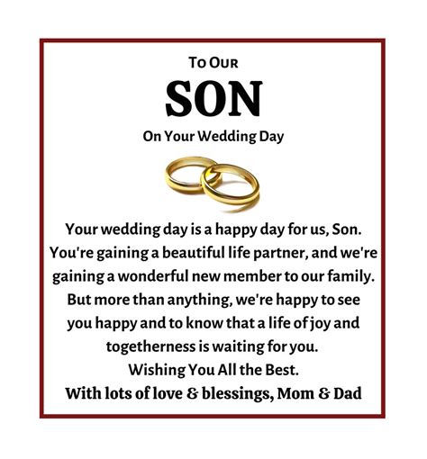 To Our Son On His Wedding Day Parents To Son Wedding Gift Etsy