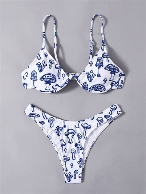 Mushroom Print Push Up Bikini Swimsuit Artofit