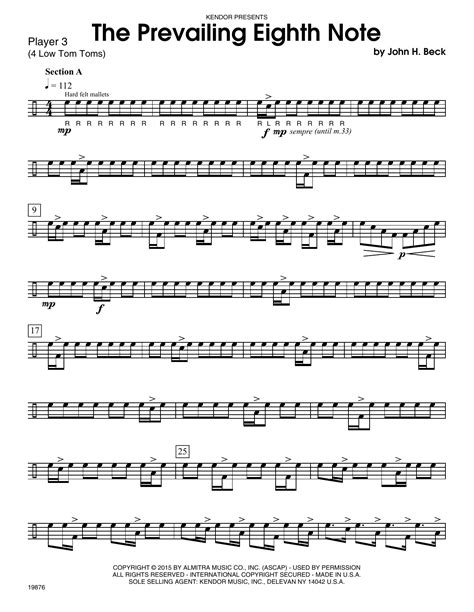 The Prevailing Eighth Note - Percussion 3 Sheet Music | John H. Beck ...