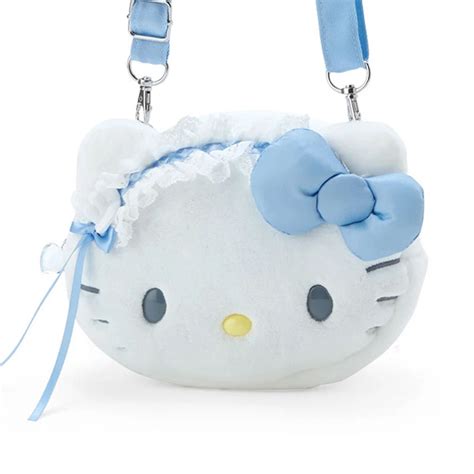 Hello Kitty大臉造型絨毛斜背包水藍z世代