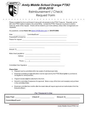 Fillable Online Reimbursement Check Request Form Fax Email Print