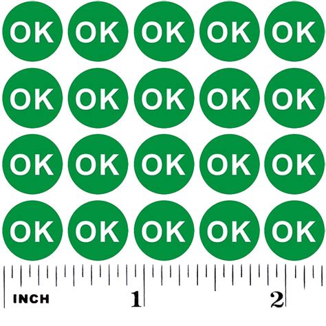 Buy Green Ok Stickers Small Round Shape Adhesive Labels