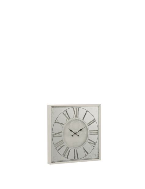 Horloge J Line Carr E Chiffres Romains Miroir M Tal Blanc S