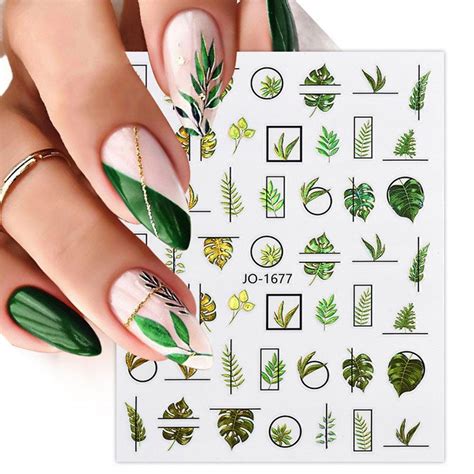 NAKLEJKI NA PAZNOKCIE DO MANICURE LIŚCIE PAPROCI ROŚLINY MONSTERA