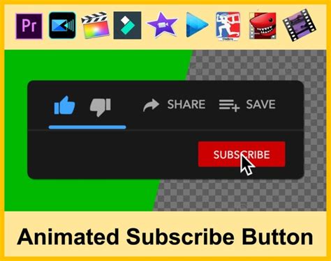 Animated Youtube Subscribe Button Overlay For Intro Videos Etsy