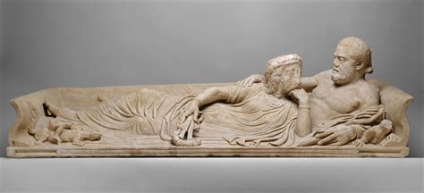 Marble Sarcophagus Lid With Reclining Couple Roman Imperial