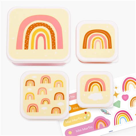 Set Of 4 Rainbow Childrens Lunchboxes By A Little Lovely Company