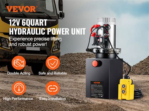 Vevor Vevor Hydraulic Pump 6 Quart Double Acting Dump Trailer Pump Power Unit Dc 12v Vevor Au