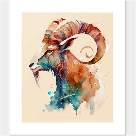 Zodiac Sign CAPRICORN Watercolour Illustration Of Capricorn