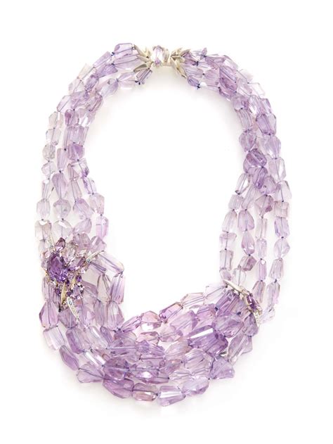 Alexis Bittar Amethyst Bib Necklace Beaded Bib Necklace Amethyst