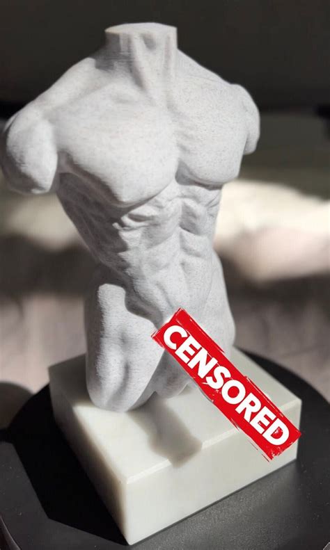 Original Art Male Nude Body Sculpture Torso Statue Marble Base Pimml Willi Gay Art LGBTQ
