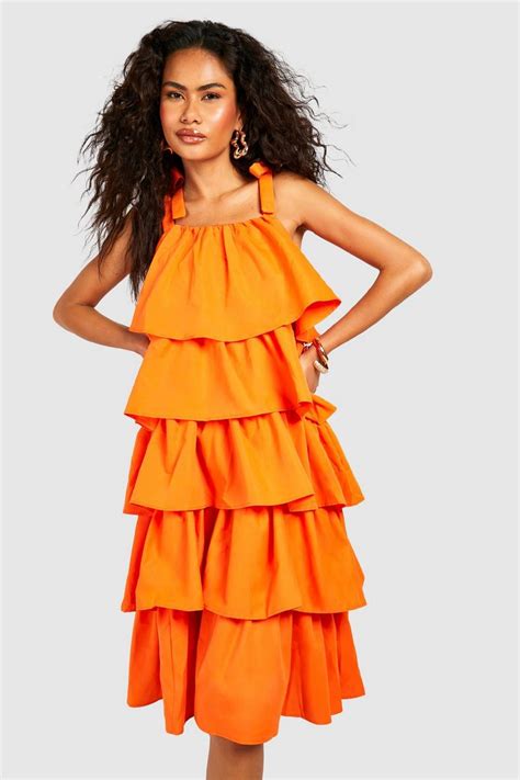 Ruffle Tiered Midi Dress Boohoo Uk